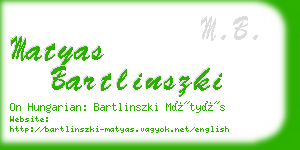 matyas bartlinszki business card